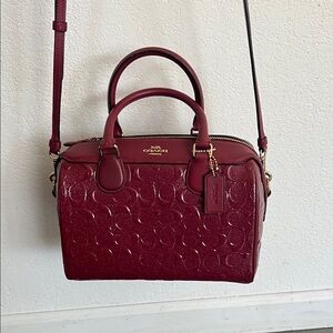 Coach Maroon Embossed Satchel